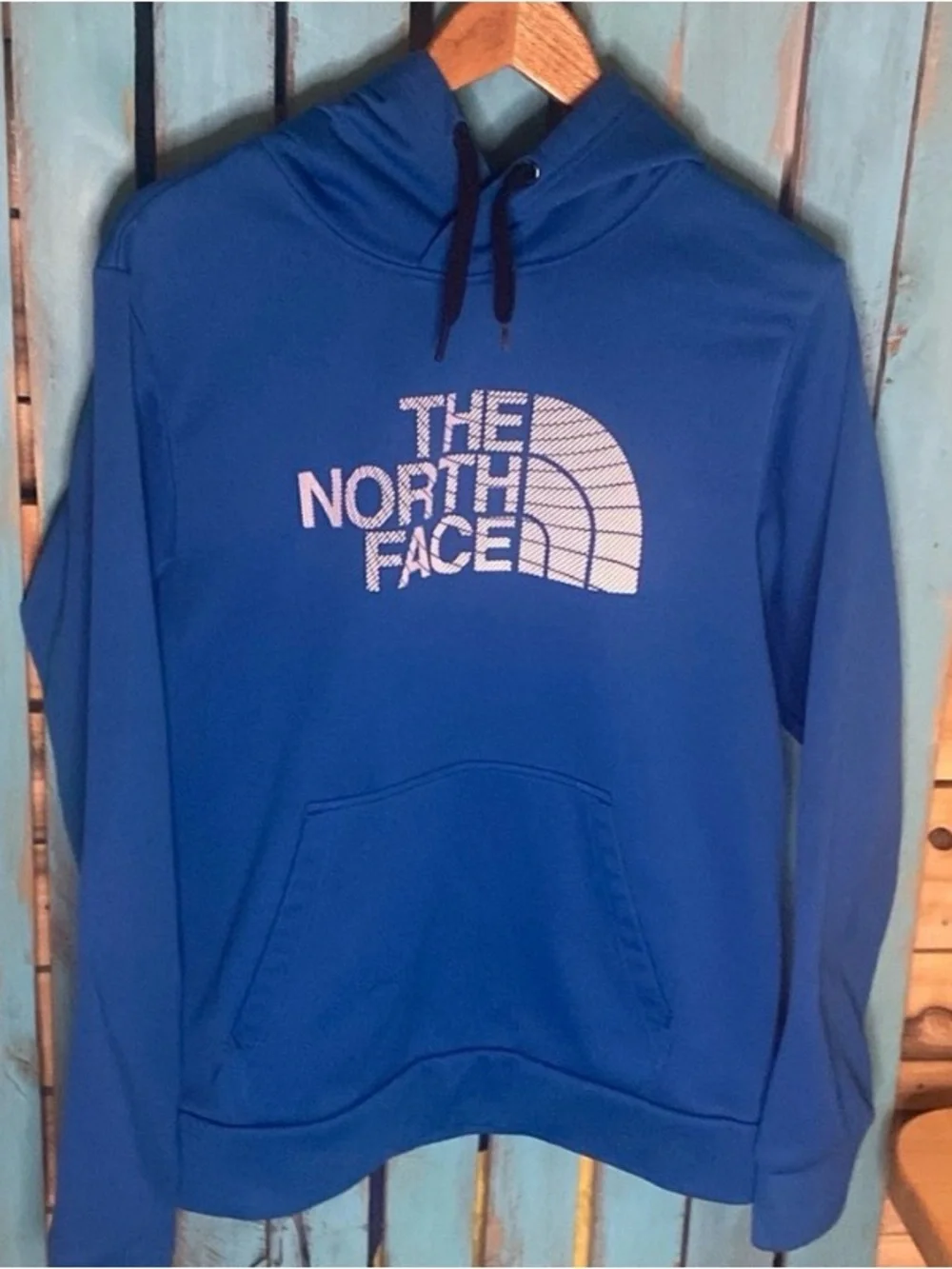 The North Face pullover hoodie sweatshirt size medium blue and white